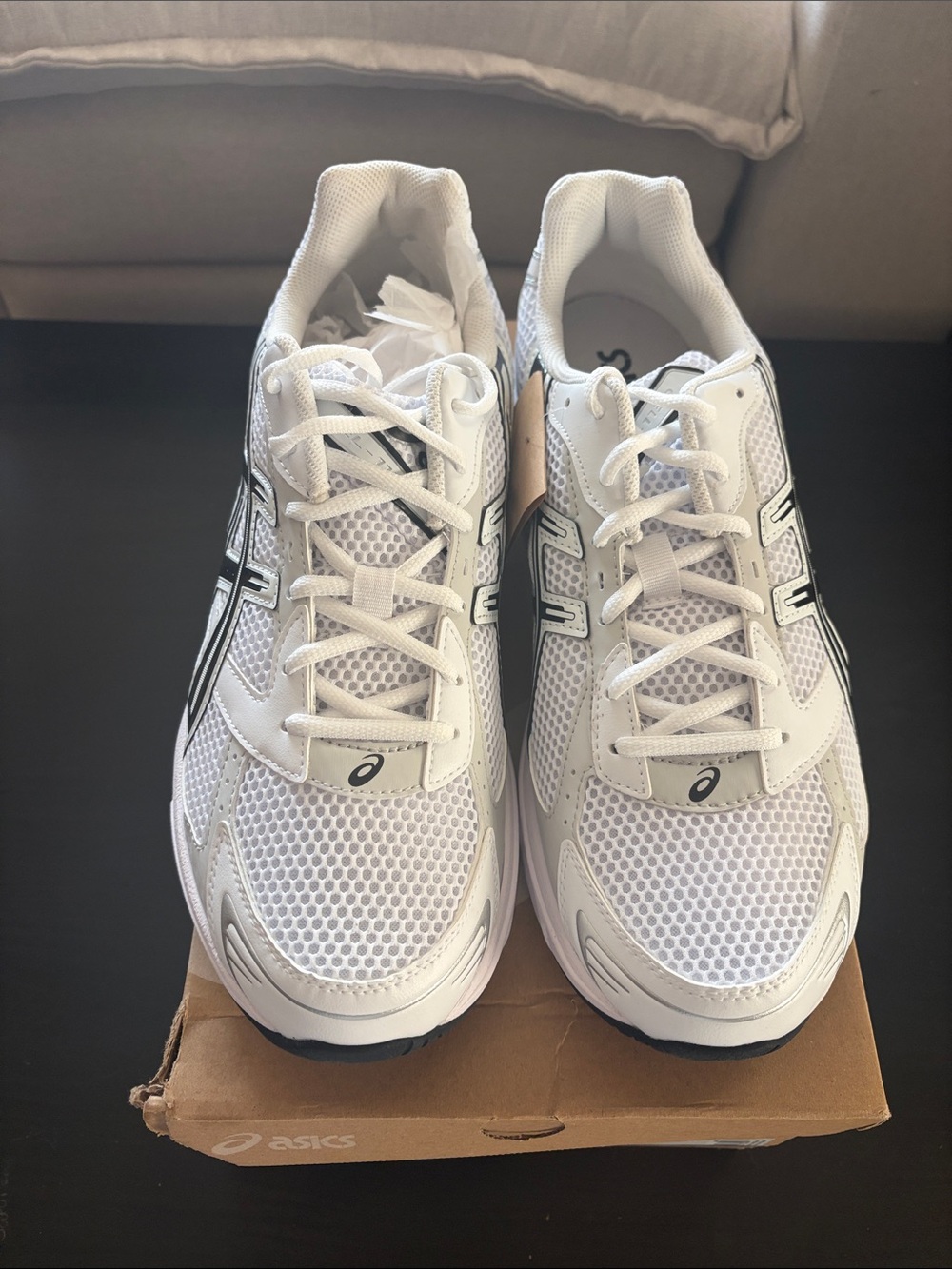 Asics White and Black Mesh Running Shoes